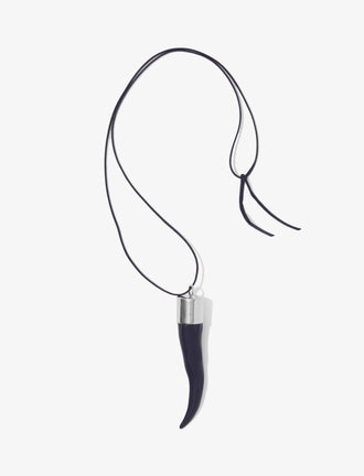 Proenza Schouler Flat lay image of Horn Necklace in black/silver