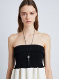 Proenza Schouler Image of model wearing Horn Necklace in black/silver