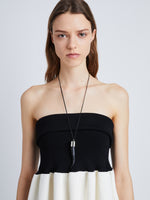Proenza Schouler Image of model wearing Horn Necklace in black/silver