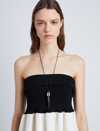 Proenza Schouler Image of model wearing Horn Necklace in black/silver