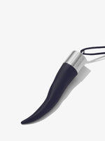 Proenza Schouler Cropped Flat lay image of Horn Necklace in black/silver
