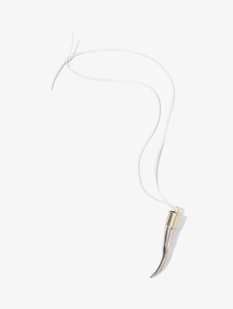 Proenza Schouler flat lay image of Horn Pendant Necklace in silver/gold