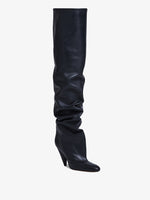 3/4 Front image of CONE SLOUCH OVER THE KNEE BOOTS in BLACK