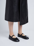 Image of model wearing GLOVE MARY JANE FLATS in BLACK