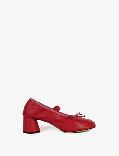 Side image of Glove Mary Jane ballet pumps in RED