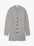 Still Life image of Ribbed Cotton Relaxed Cardigan in GREY MELANGE with belt removed