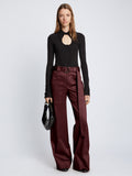 Front full length image of model wearing Cotton Twill Cargo Pants in PLUM