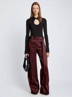 Front full length image of model wearing Cotton Twill Cargo Pants in PLUM