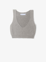 Still Life image of Ribbed Cotton Cropped Sweater in GREY MELANGE