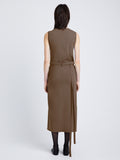 Back image of model wearing T-Shirt Wrap Dress in coffee