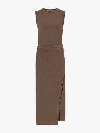 Flat image of T-Shirt Wrap Dress in coffee