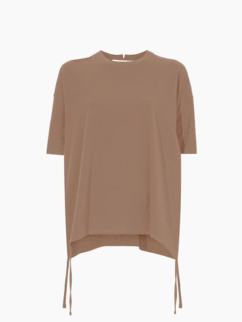 Flat image of Relaxed Side Tie T-Shirt in coffee