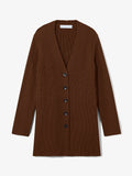 Still Life image of Ribbed Cotton Relaxed Cardigan in ESPRESSO with belt removed