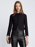 Front cropped image of model wearing Tweed Cropped Jacket in BLACK