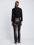 Back full length image of model wearing Tweed Cropped Jacket in BLACK