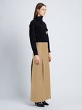 Side image of model in Wool Felt Skirt in khaki