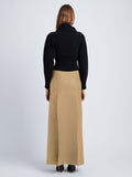 Back image of model in Wool Felt Skirt in khaki