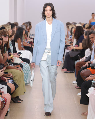 Runway image of Devon Jacket In Viscose Wool in steel