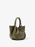 Side image of Small Ruched Crossbody Tote in OLIVE