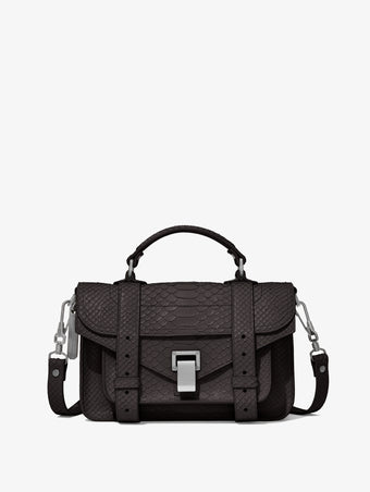 Front image of Carved Python PS1 Tiny Bag in BLACK