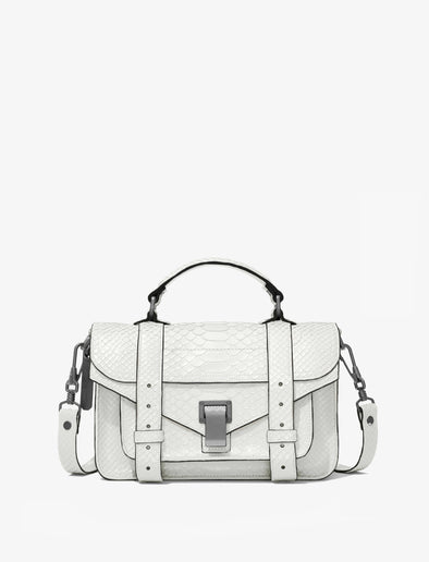 Front image of Carved Python PS1 Tiny Bag in OPTIC WHITE