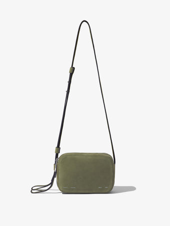 Front image of Suede Watts Camera Bag in BAMBOO