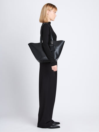 Image of model wearing Large Bedford Tote in BLACK