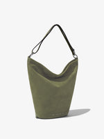 Side image of Suede Spring Bucket Bag in BAMBOO