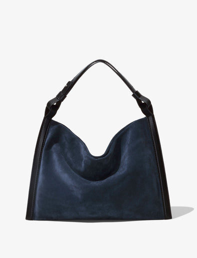 Front image of Minetta Bag In Suede in navy/black