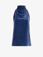 Flat image of Mila Cowl Top In Chenille Suiting in steel blue