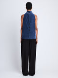Back image of Mila Cowl Top In Chenille Suiting in steel blue