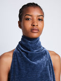 Detail image of Mila Cowl Top In Chenille Suiting in steel blue