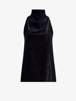 Flat image of Mila Cowl Top In Chenille Suiting in black