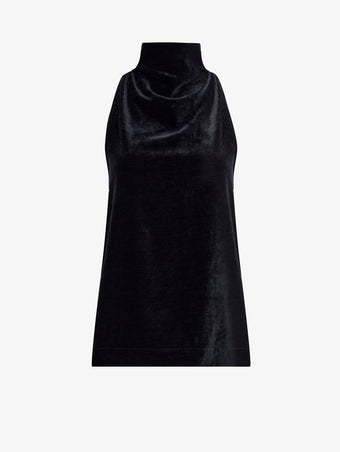 Flat image of Mila Cowl Top In Chenille Suiting in black