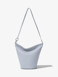 Front image of Spring Bag In Leather in ash with strap extended