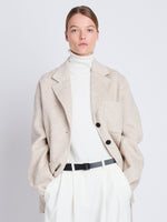 Front cropped image of model wearing Amalia Blazer in OAT