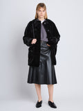 Front full length image of model wearing Penelope Coat in BLACK