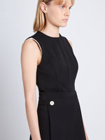 Detail image of model wearing Ivy Wrap Dress in BLACK