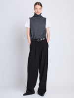 Front full length image of model wearing Eleanor Pant in BLACK