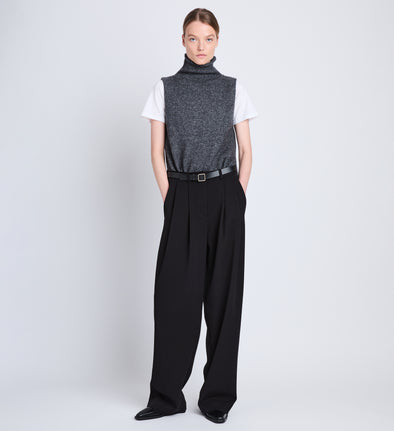 Front full length image of model wearing Eleanor Pant in BLACK
