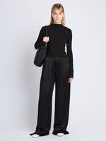 Front full length image of model wearing Hazel Pant in BLACK