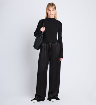 Front full length image of model wearing Hazel Pant in BLACK