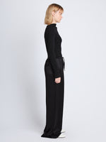 Side full length image of model wearing Hazel Pant in BLACK