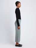 Side full length image of model wearing Grace Pant in POPLAR/BLACK