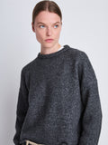 Detail image of model wearing Tara Sweater in GREY MELANGE