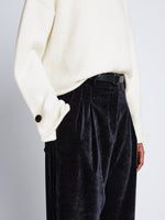 Detail image of model wearing Tara Sweater in OFF WHITE