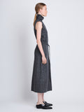 Side image of model wearing Zadie Wrap Skirt in GREY MELANGE