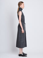 Side image of model wearing Zadie Wrap Skirt in GREY MELANGE