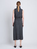 Back image of model wearing Zadie Wrap Skirt in GREY MELANGE