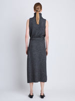 Back image of model wearing Zadie Wrap Skirt in GREY MELANGE